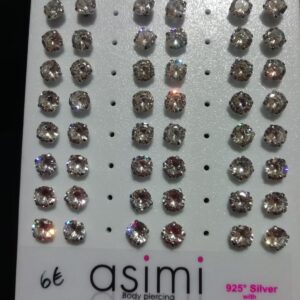Στρας swarovski με ασημένιο κούμπωμα διαμέτρου 0,5εκ.