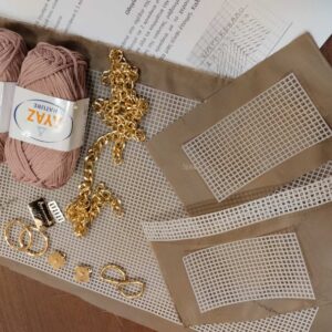 KIT κεντητής τσάντας σάπιο μήλο με χρυσά αξεσουάρ(αλυσίδα 0.60εκ.)